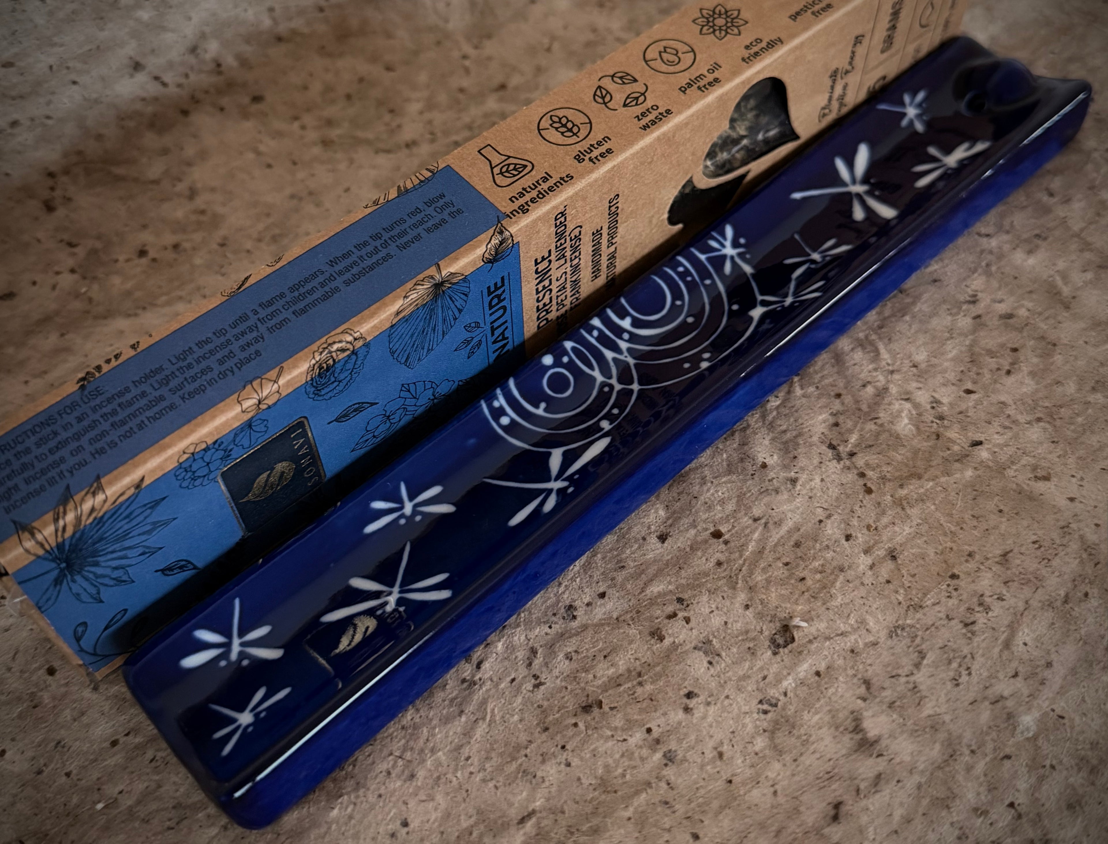 sonavi incense with 9" ceramic holder