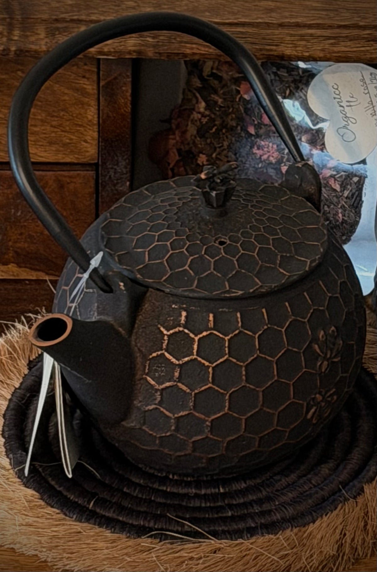 bronze cast iron honeycomb teapot