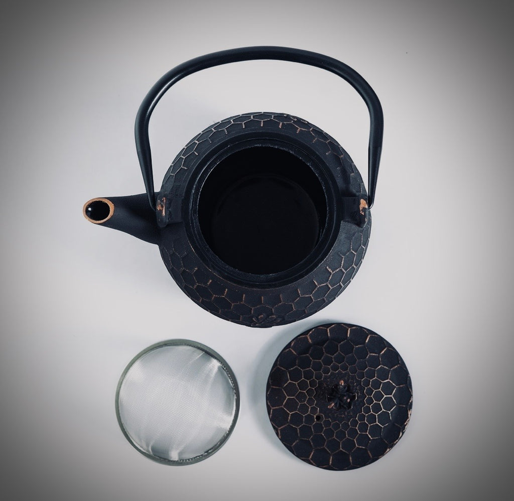bronze cast iron honeycomb teapot